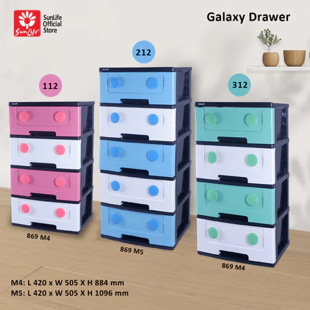 SunLife Galaxy Drawer Lemari Pakaian 5 Susun – Rak Drawer Plastik Kokoh Dan Modern SNL-869