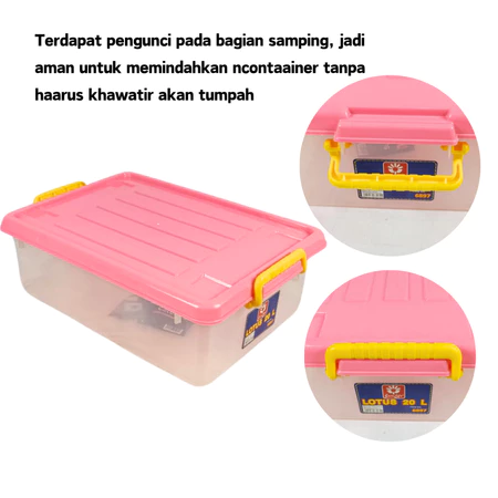 SunLife Lotus Container 20 Liter Container Besar Plastik Dengan Tutup Container Box Serbaguna SNL-6900