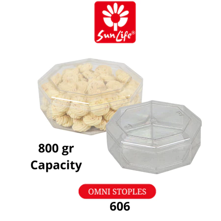 Sunlife Omni Stoples Toples Plastik Kue Kering Toples Kurma Serbaguna Kapasitas 800 gr (15 pcs ) SNL-606