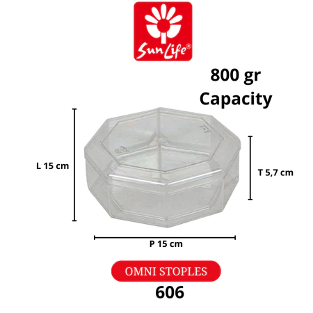 Sunlife Omni Stoples Toples Plastik Kue Kering Toples Kurma Serbaguna Kapasitas 800 gr (15 pcs ) SNL-606