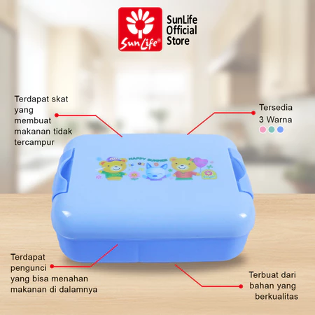 Sunlife Zoo Lunch Box Tempat Makan Tempat Bekal Makan Siang Anak 1 Sekat SNL-088