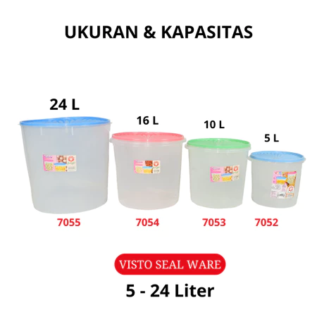SunLife Visto Seal Ware Toples Makanan Kering Serbaguna Toples Kerupuk Kapasitas Besar Sampai 24 Liter SNL-7059