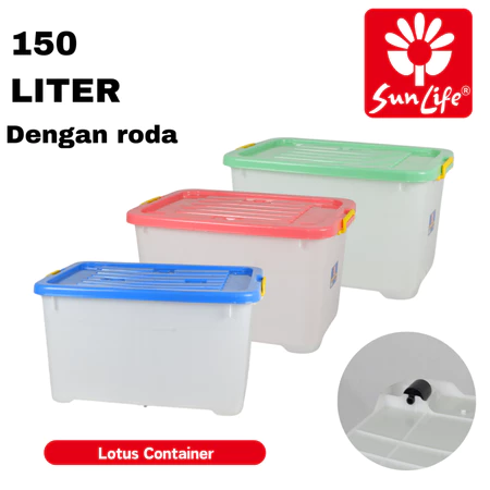 Sunlife Lotus Container 100 Liter Container Besar Plastik Dengan Tutup Container Box Serbaguna SNL-6906