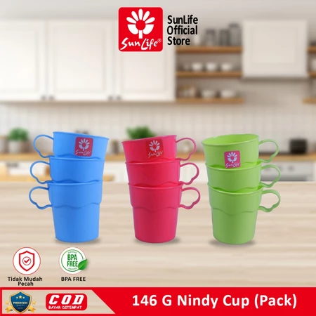 SunLIfe Nindy Cup Gelas Minum 3 Pcs Set Plastik Drinking Glass Serbaguna SNL-146 G
