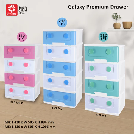 SunLife Galaxy Premium Lemari Pakaian 4 Susun Rak Drawer Plastik Kokoh SNL-869-M4