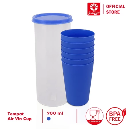 Sunlife Vin Cup (M) Set Tempat Air Minum 700 ML Set Gelas Plastik Drinking Water Food Grade SNL-736T