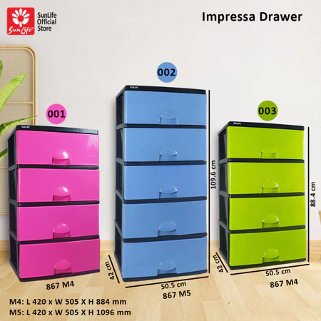 SunLife Impressa Lemari Pakaian 4 Susun Rak Drawer Plastik Kokoh SNL-867-M5