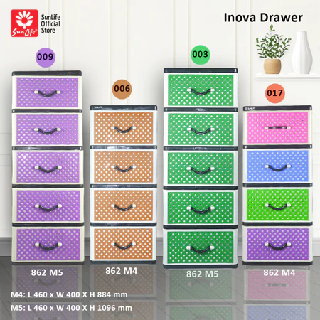 SunLife Inova Lemari Pakaian 4 Susun Rak Drawer Plastik Kokoh SNL-862-M5