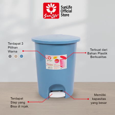 Sunlife Vertex Dustbin Tempat Sampah Tutup Injak Plastik 10 Liter Dengan Injakan Step On Dustbin Praktis SNL-7014