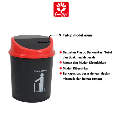 SunLife Viro Dustbin 7L (B) Tempat Sampah Tutup Ayun Tempat Sampah Kantor Minimalis 7015M