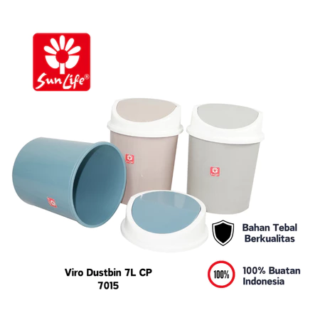 SunLife Viro Dustbin Tempat Sampah Plastik 7 L Rubbish bin Perlengkapan Kebersihan SNL-7015
