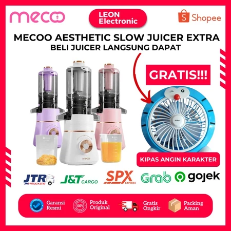 Mecoo Aesthetic Slow Juicer Extra Big Mouth EasyJuice Filter-Free EasyClean 100 Low Watt