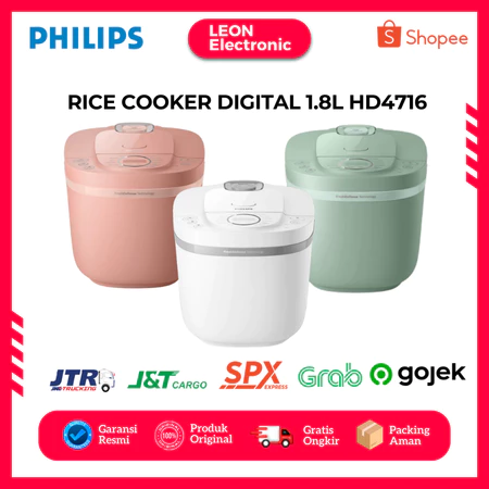 Philips HD4716 Rice Cooker Digital 1.8L 400 Watt 16 Menu Bakuhanseki
