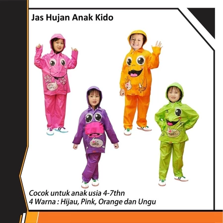 Jas Hujan Anak Kido Setelan Baju dan Celana / Mantel Hujan Anak / Raincoat Anak