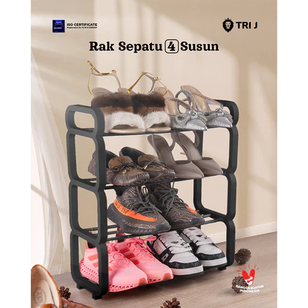 TRI J Rak Sepatu Sandal 4 Susun Plastik Serbaguna