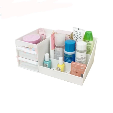 Rak Kosmetik dan Makeup DOMI Storage 2 Laci Plastik Kotak Penyimpanan Alat Tulis Perhiasan Box Organizer Meja
