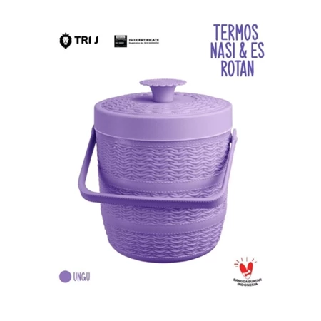 PAKET COMBO 2 in 1 Rice Bucket Termos Rotan Tempat Penyimpanan Nasi dan Es