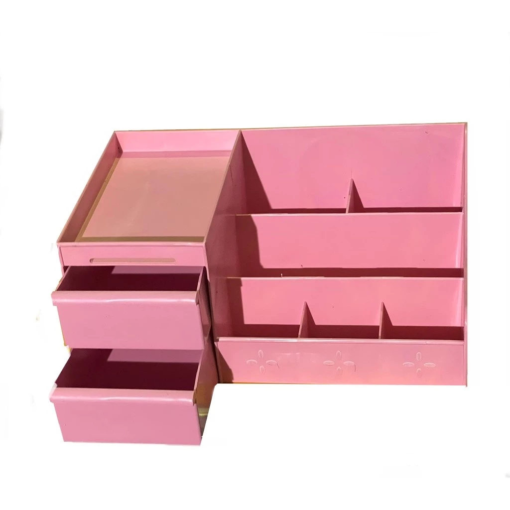 Rak Kosmetik dan Makeup DOMI Storage 2 Laci Plastik Kotak Penyimpanan Alat Tulis Perhiasan Box Organizer Meja