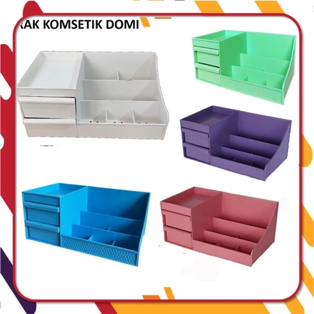 Rak Kosmetik dan Makeup DOMI Storage 2 Laci Plastik Kotak Penyimpanan Alat Tulis Perhiasan Box Organizer Meja