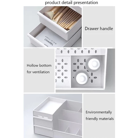 Rak Kosmetik dan Makeup DOMI Storage 2 Laci Plastik Kotak Penyimpanan Alat Tulis Perhiasan Box Organizer Meja