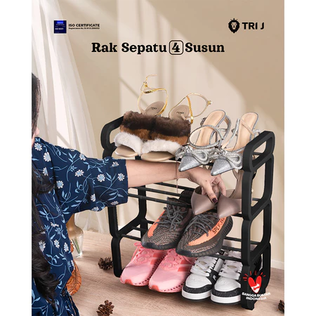 TRI J Rak Sepatu Sandal 4 Susun Plastik Serbaguna