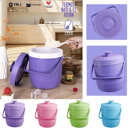 Termos Nasi Rice Bucket Rotan no 6.5 (1.5L) / Ice Bucket 6.5 / Tempat Penyimpanan Nasi dan Es 1.5L