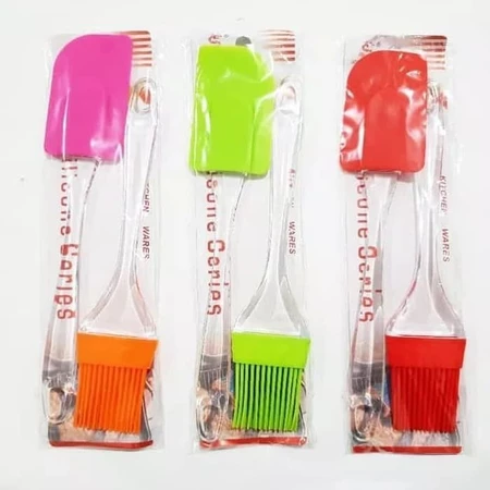 Kuas Dan Spatula Silicone Set Sepasang / Kuas Kue Silikon / Sutil Silikon Set
