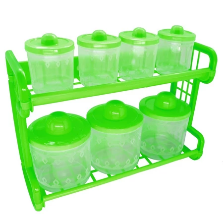 Rak Bumbu DapurSet 2 Susun Plastik Kitchen rack Wadah Toples Serbaguna