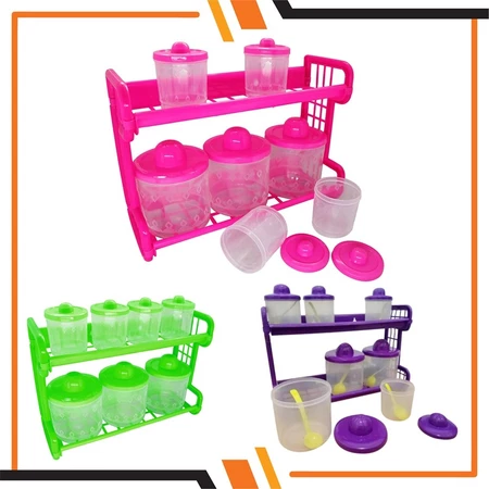 Rak Bumbu DapurSet 2 Susun Plastik Kitchen rack Wadah Toples Serbaguna