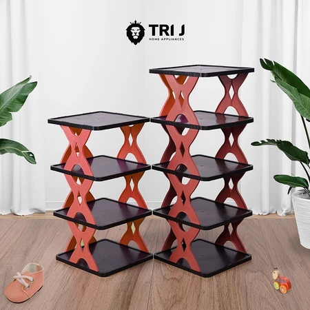 Rak Sepatu X 5 Susun Tempat Penyimpanan Sandal Sepatu 4 Susun Plastik / Rak Sendal 5 Tingkat