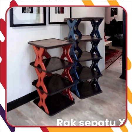 Rak Sepatu X 5 Susun Tempat Penyimpanan Sandal Sepatu 4 Susun Plastik / Rak Sendal 5 Tingkat