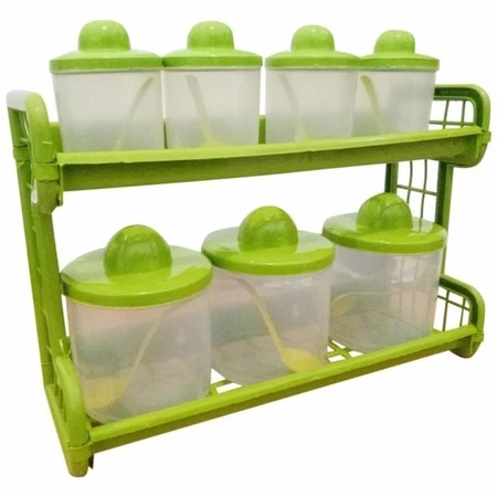 Rak Bumbu DapurSet 2 Susun Plastik Kitchen rack Wadah Toples Serbaguna