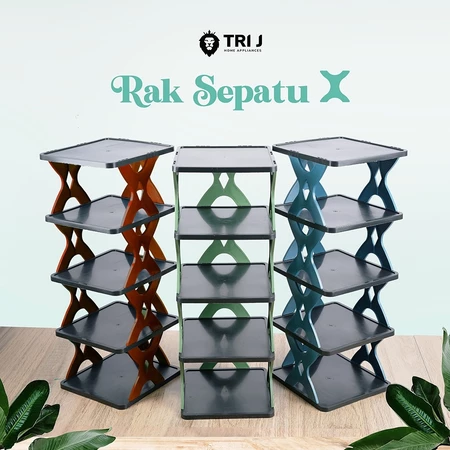 Rak Sepatu X 5 Susun Tempat Penyimpanan Sandal Sepatu 4 Susun Plastik / Rak Sendal 5 Tingkat