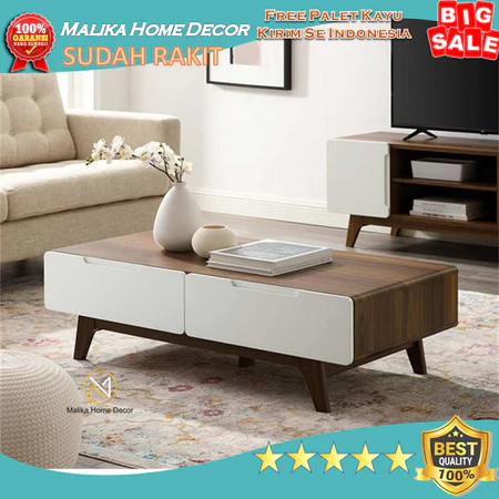 MEJA TAMU / MEJA TV MINIMALIS KAKI KAYU RETRO MURAH