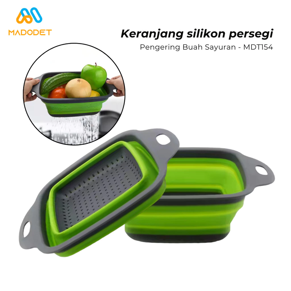 Madodet Keranjang Silikon penyaring Buah Sayuran Persegi Dapat Dilipat - MDT154