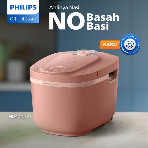 Philips Digital Rice Cooker Penanak Nasi 1.8 L - 3000 Digital Series HD4716/31 - Pink - 16 Menu Masak - Anti lengket - FreshDefense Technology - 400 Watt