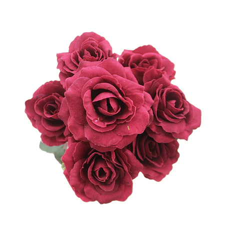 BUNGA ROSE VELVET MAWAR BELUDRU 7 CABANG BUNGA ARTIFICIAL HIASAN DEKORASI WEDDING AESTETIC B8472