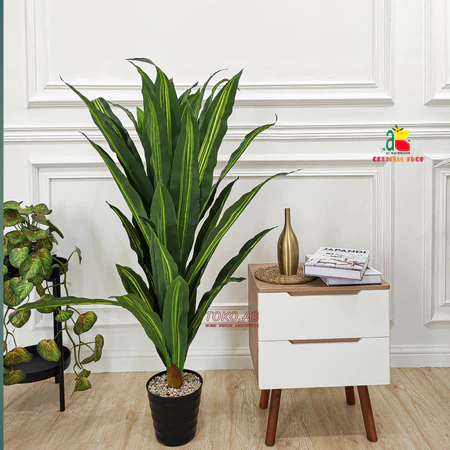 1 SET TANAMAN ARTIFICIAL DAUN PLASTIK ALPHELANDRA ZEBRA RB6114 HIASAN POHON BESAR SUDUT RUANG TAMU RUMAH KANTOR