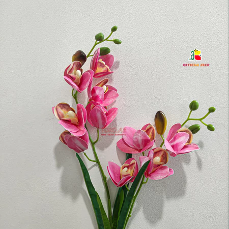 BUNGA ANGGREK LATEX CYMBIDIUM 2 CABANG DAUN PANJANG BUNGA AESTHETIC RUANG TAMU KANTOR WEDDING B8464