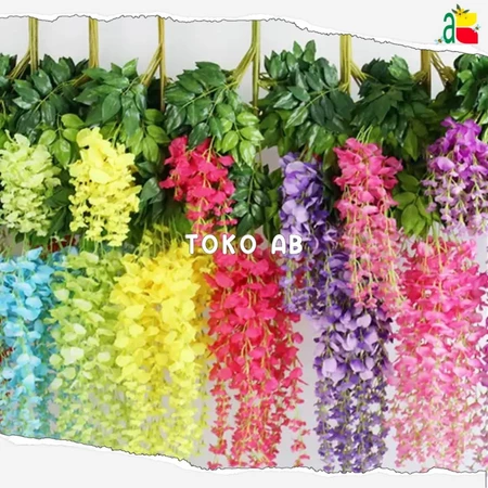 1 LUSIN BUNGA ARTIFICIAL WISTERIA TANGKAI B8376-LS BUNGA DEKORASI WEDD