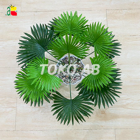TANAMAN PALM KIPAS B8201 T35 TANAMAN HIAS D14x28 DEKORASI RUMAH DAUN PLASTIK ARTIFICIAL