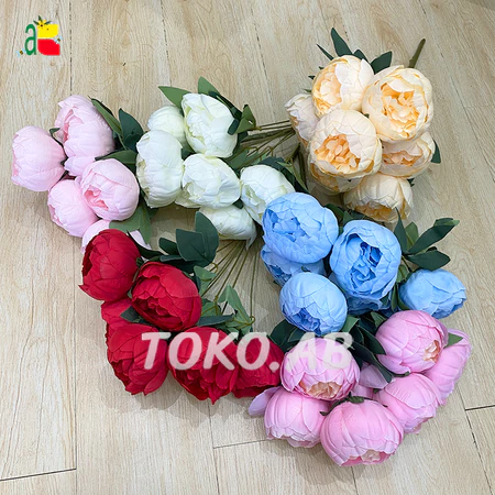 BUNGA HIAS PEONY BESAR 7CABANG BUNGA ARTIFICIAL DEKORASI WEDDING HIASAN MEJA RUANG TAMU RUMAH B8476