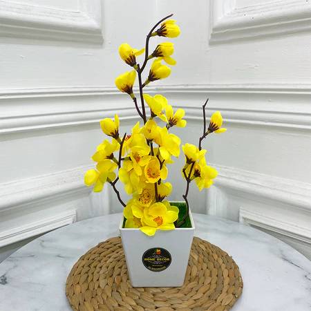 RB6070 BUNGA SAKURA PLASTIK HIAS ARTIFICIAL POT KOTAK HIASAN MEJA RUANG TAMU INDAH TOKO AB