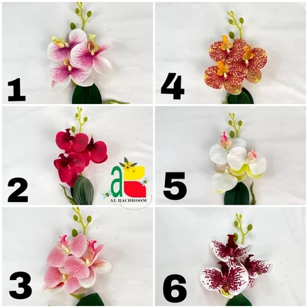 BUNGA ANGGREK LATEX K3 B8010 BUNGA PLASTIK ARTIFICIAL FLOWERS HOME 