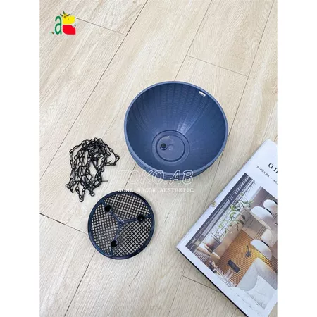 P054 POT GANTUNG ROTAN PLASTIK DIAMETER 16CM RANTAI BESI VAS BUNGA GANTUNG