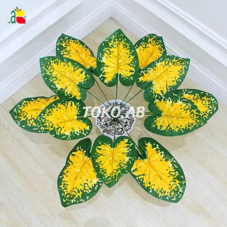 TANAMAN HIAS DAUN KELADI KUNING B8142 ARTIFICIAL TANAMAN PLASTIK DEKORASI RUMAH WEDDING