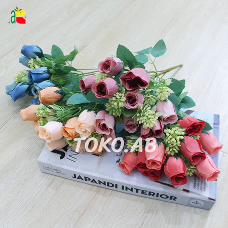 BUNGA MAWAR ARTIFICIAL KUNCUP SL B8076 BUNGA ARTIFICIAL DEKORASI BUKET BUNGA