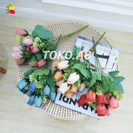 BUNGA MAWAR ARTIFICIAL KUNCUP SL B8076 BUNGA ARTIFICIAL DEKORASI BUKET BUNGA