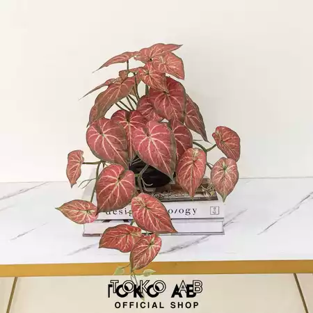 TANAMAN HIAS PLASTIK CALADIUM B8439 TANAMAN GANTUNG ARTIFICIAL DEKORASI HIAS BUNGA ARTIFICIAL