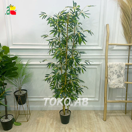 1 SET POHON BAMBU KUNING DAUN PLASTIK LATEX 160CM / 110CM HIASAN RUANG TAMU RUMAH CAFE AESTHETIC RB6154